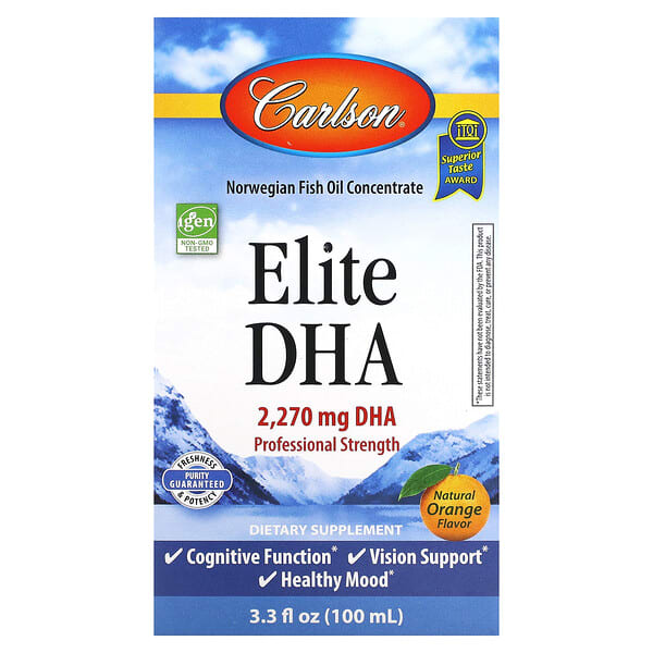 Carlson, エリートDHA、天然オレンジ、2,270mg、100ml（3.3液量オンス）