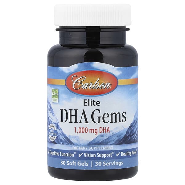 Elite DHA Gems, 1,000 mg, 30 Soft Gels