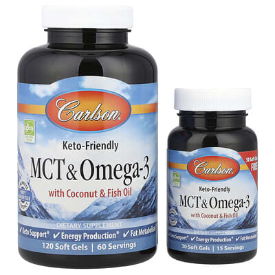 Carlson, MCT & Omega-3, 120 + 30 Softgels