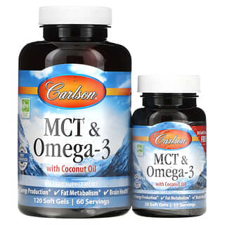 Carlson Labs, MCT y Omega-3, 120 cápsulas blandas+ 30 cápsulas blandas