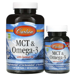 Carlson, MCT & Omega-3, 120 + 30 Free Soft Gels