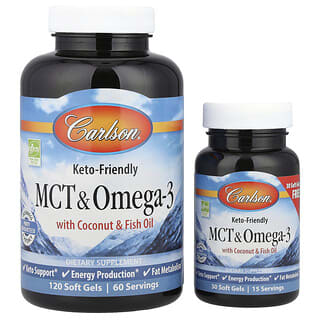 Carlson, MCT & Omega 3, 120 + 30 Kapsul Gel Lunak Gratis