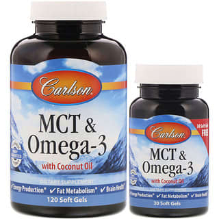 Carlson Labs, MCT & Omega-3, 120 + 30 Free Soft Gels