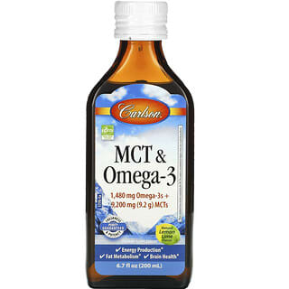 Carlson, MCT y omega-3, Lima limón natural, 200 ml (6,7 oz. Líq.)
