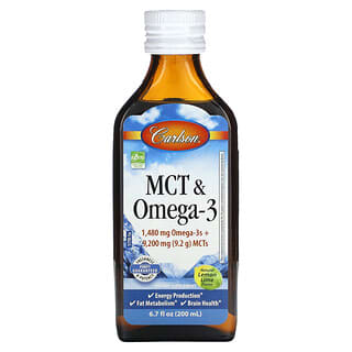 Carlson, MCT & Omega-3, Natural Lemon Lime,  6.7 fl oz (200 ml)
