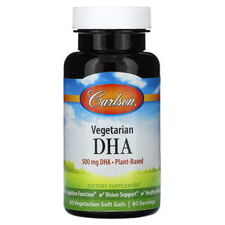 Carlson, 植物性DHA（ドコサヘキサエン酸）、500mg、植物性ソフトジェル60粒