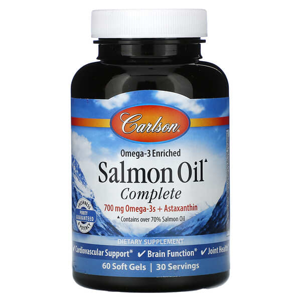 Carlson, 富 Omega-3 鮭魚油，350 毫克，60 粒軟凝膠