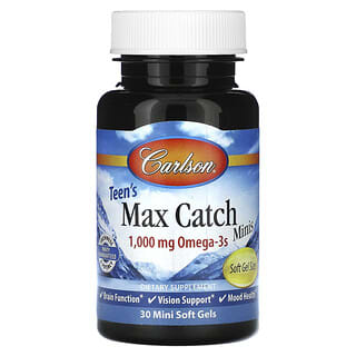 Carlson, Teen's Max Catch Minis, 1.000 mg, 30 Minicápsulas Softgel (500 mg por cápsula Softgel)