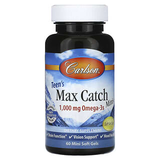 Carlson, Teen's Max Catch, Minicápsulas, 1000 mg, 60 minicápsulas blandas (500 mg por cápsula blanda)
