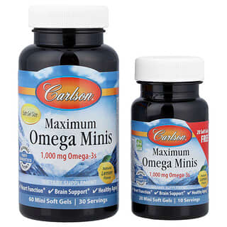 Carlson, Maximum Omega Minis, Natural Lemon, 80 Mini Soft Gels (500 mg per Soft Gel)