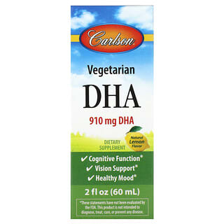 Carlson, DHA Vegetariano, Limão Natural, 910 mg, 60 ml (2 fl oz)