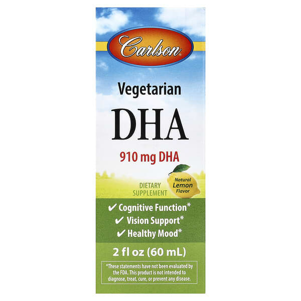Carlson Vegetarian DHA, Natural Lemon, 2 fl oz (60 ml)