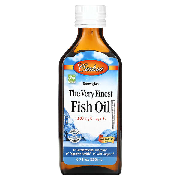 Carlson‏, The Very Finest Fish Oil, Just Peachie, 1,600 mg, 6.7 fl oz (200 ml)
