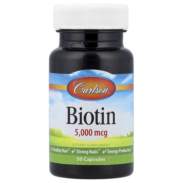 Carlson, 비오틴, 5,000mcg, 캡슐 50정