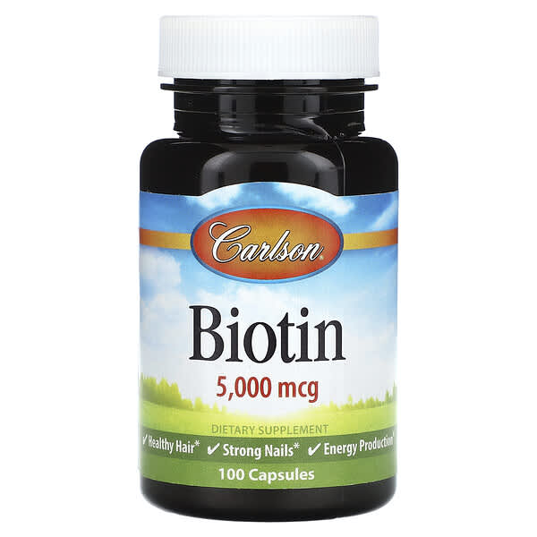 Carlson, Biotin, 5,000 mcg, 100 Capsules