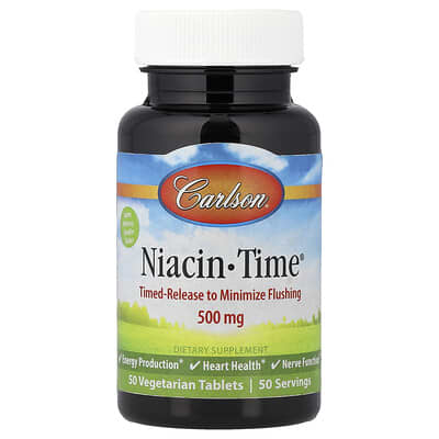 Carlson, Niacin-Time®, 500 mg, 50 Vegetarian Tablets
