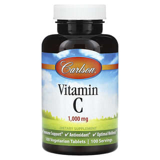 Carlson, Vitamin C, 1,000 mg, 100 Vegetarian Tablets