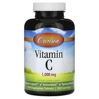 Carlson, Vitamina C, 1000 mg, 250 comprimidos vegetales