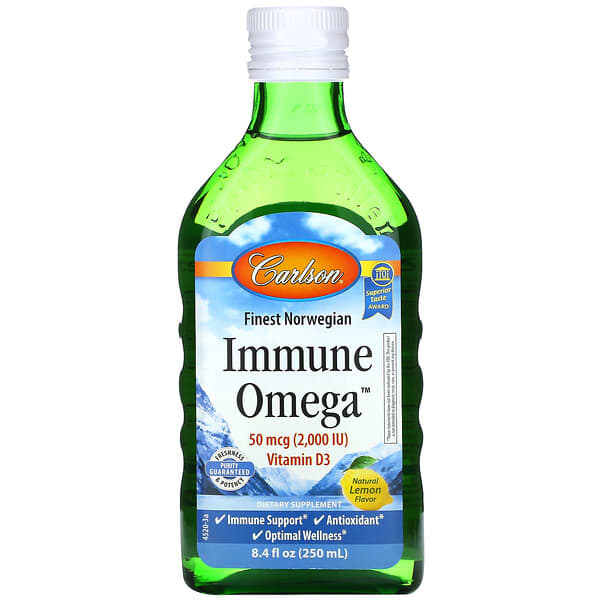 Carlson‏, Immune Omega, Natural Lemon, 8.4 fl oz (250 ml)