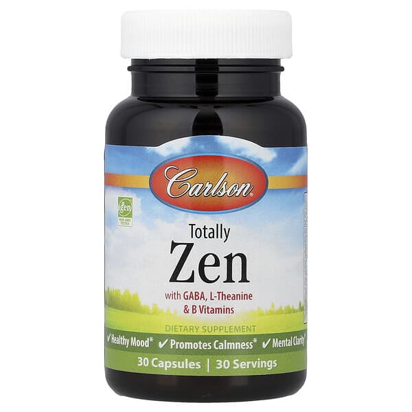 Carlson Totally Zen with GABA, L-Theanine & B Vitamins, 30 Capsules