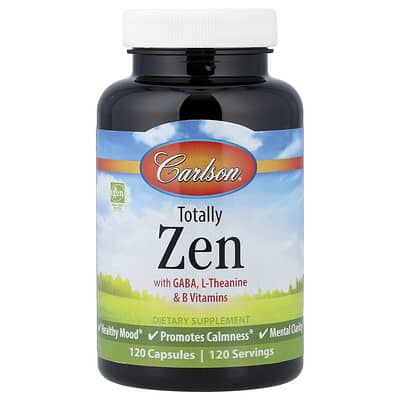 Carlson, Totally Zen with GABA, L-Theanine, and B Vitamins, 120 Capsules