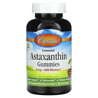 Carlson, Gomitas con astaxantina fermentada, Cereza natural, 8 mg, 90 gomitas vegetales (4 mg por gomita)