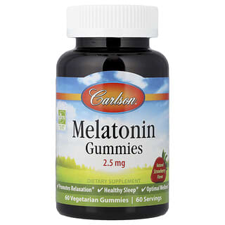 Carlson, Melatonin Gummies, Natural Strawberry, 2.5 mg, 60 Vegetarian Gummies