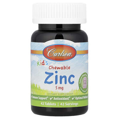 Carlson, Children's Chewable Zinc, Natural Mixed Berry Flavor, 5 mg, 42 Tablets