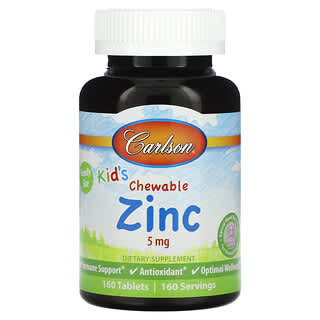 Carlson, Zinc à croquer pour enfants, Mélange de baies naturelles, 5 mg, 160 comprimés