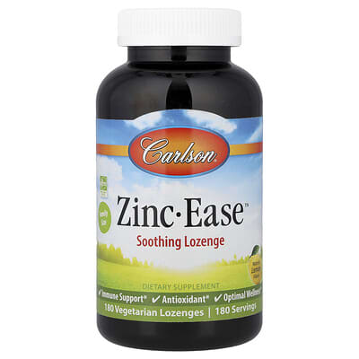 Carlson, Zinc-Ease™ Soothing Lozenge, Natural Lemon, 180 Vegetarian Lozenges (10 mg per lozenge)