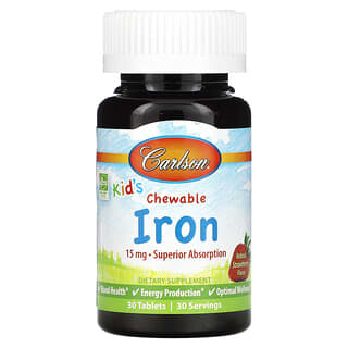 Carlson, Kid's Chewable Iron, клубника, 15 мг, 30 таблеток