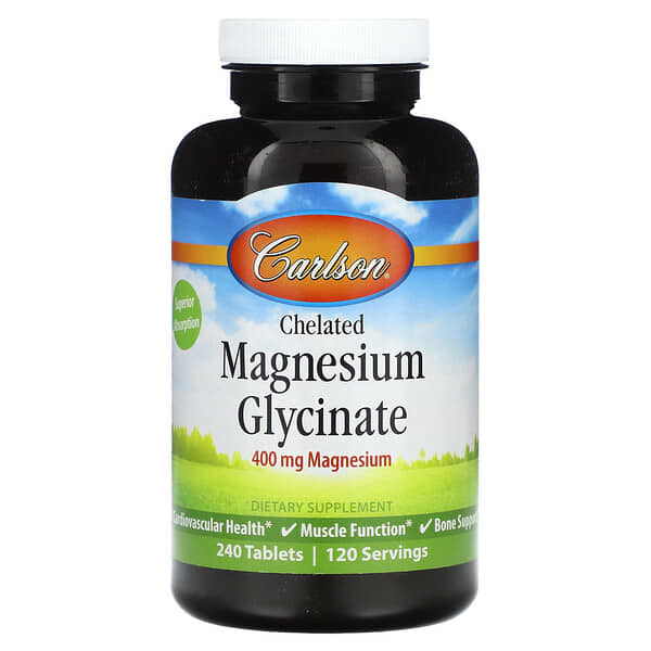 Carlson Chelated Magnesium Glycinate, 240 Tablets (200 mg per Tablet)