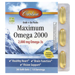 Carlson, Maximum Omega 2000, Natural Lemon, 30 Soft Gels (1,000 mg per Soft Gel)