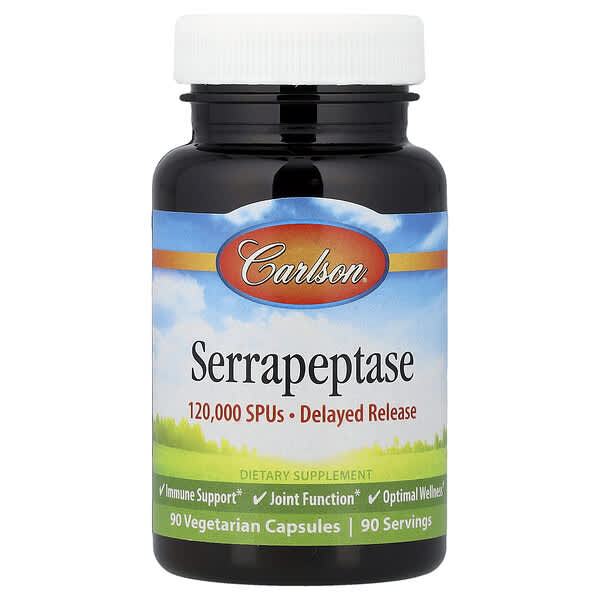 Carlson, Serrapeptase, Delayed Release, 120,000 SPUs, 90 Vegetarian Capsules — product photo 1