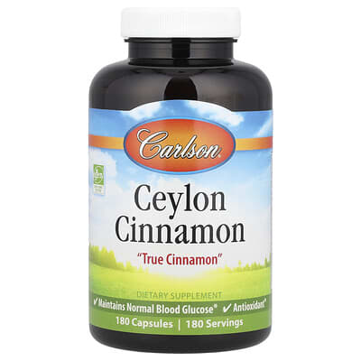 Carlson, Ceylon Cinnamon, 180 Capsules (500 mg per capsule)