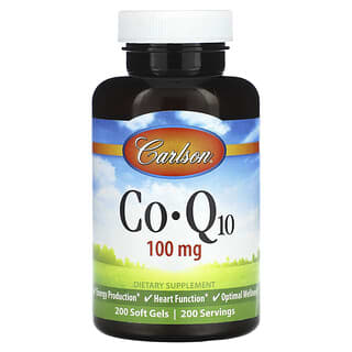 Carlson, Co-Q10（コエンザイムQ10）、100mg、ソフトジェル200粒