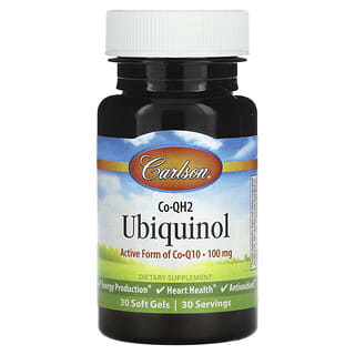 Carlson, CoQH2 Ubiquinol, 100 mg, 30 capsules à enveloppe molle