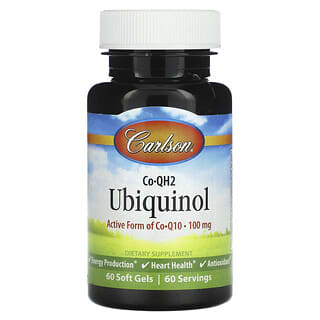 Carlson, Co-QH2 y ubiquinol, 100 mg, 60 cápsulas blandas