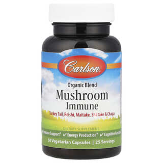 Carlson, Mélange biologique pour le système immunitaire aux champignons, 50 capsules végétariennes