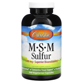 Carlson, MSM Sulfur, 1000 mg, 300 cápsulas vegetarianas