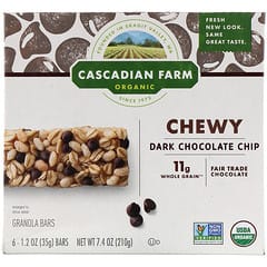 Cascadian Farm, Barras de Granola Orgânica Firmes, Gotas de Chocolate Amargo, 6 Barras, 35 g (1,2 oz) Cada