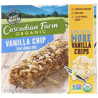 Cascadian Farm, Organic Chewy Granola Bars, Vanilla Chip, 6 Bars, 1.2 oz (35 g) Each