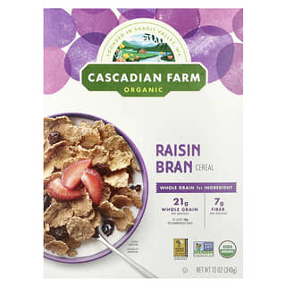 Cascadian Farm, Céréales biologiques au son et aux raisins secs, 340 g