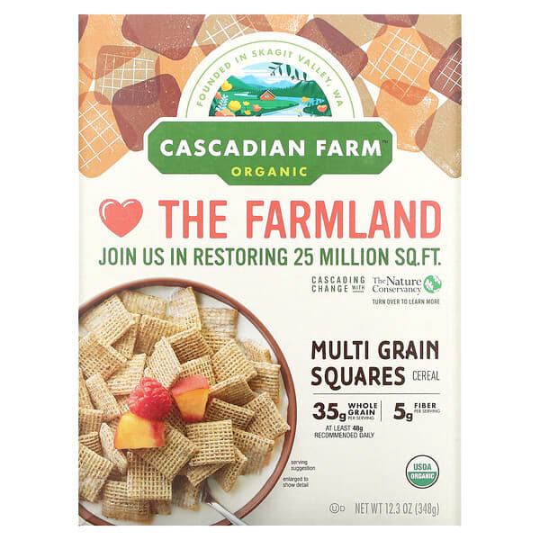 Cascadian Farm, オーガニック マルチグレインスクエアシリアル、348g（12.3オンス）