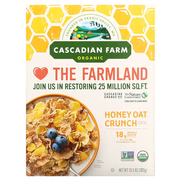 Cascadian Farm, オーガニックハニー オーツクランチシリアル、382g（13.5オンス）