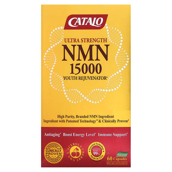 Catalo Naturals, NMN 15000 Youth Rejuvenator, 60 Vegetarian Capsules
