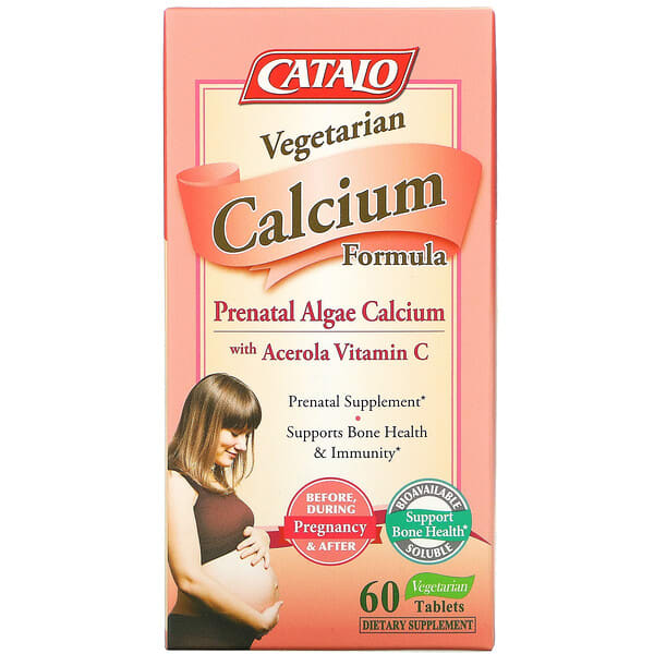 Catalo Naturals, Fórmula de calcio vegetal, Calcio de algas prenatales, 60 comprimidos vegetales