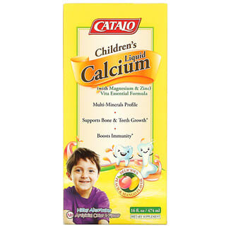 Catalo Naturals, Calcium liquide pour enfants avec magnésium et zinc, pêche et mangue, 474 ml