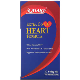 Catalo Naturals, Fórmula extra para el corazón con CoQ10 con natokinasa y aceite de linaza, 30 cápsulas blandas
