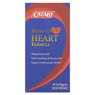 Catalo Naturals, Extrait de CoQ10 pour le cœur avec nattokinase et huile de lin, 30 capsules à enveloppe molle